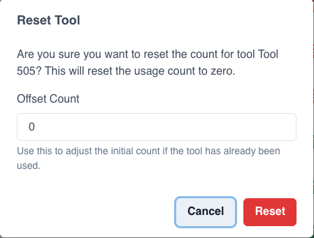 Tool Life Monitoring Settings Manual Mode